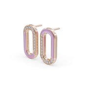 Pink Loop Enamel 925 Sterling Silver Lab Grown Diamond Earrings